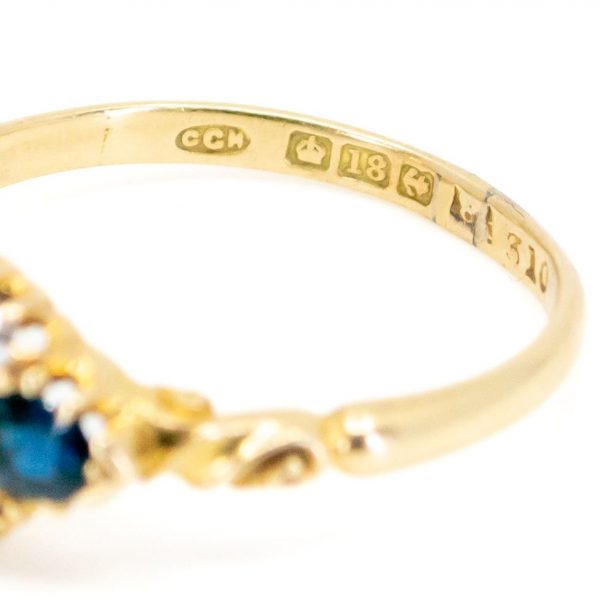 Antique Georgian Sapphire & Diamond Gold Cluster Ring