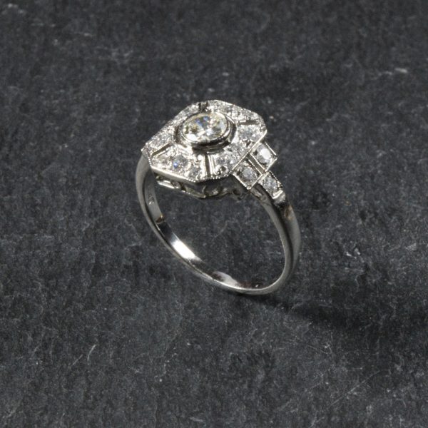 Vintage Art Deco Style Diamond Panel Ring in Platinum