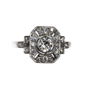 Vintage Art Deco Style Diamond Panel Ring in Platinum