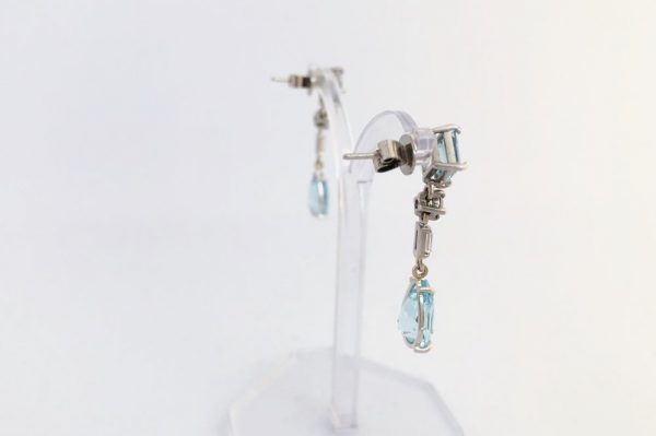 Art Deco Style Aquamarine Diamond Drop Earrings