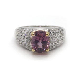 Purple Spinel and Diamond Ring in 18ct Gold