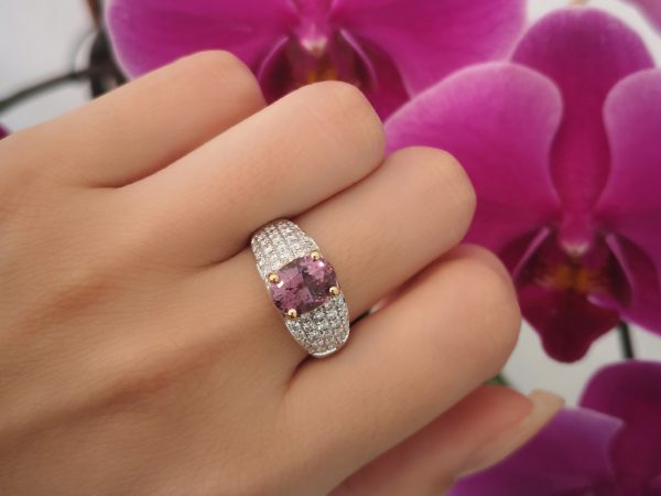 Purple Spinel and Diamond Ring in 18ct Gold