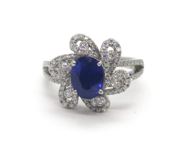 Sapphire and Diamond Dress Ring, Platinum