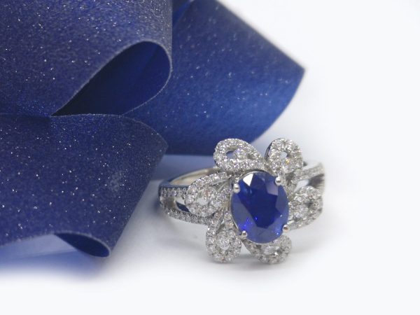 Sapphire and Diamond Dress Ring, Platinum