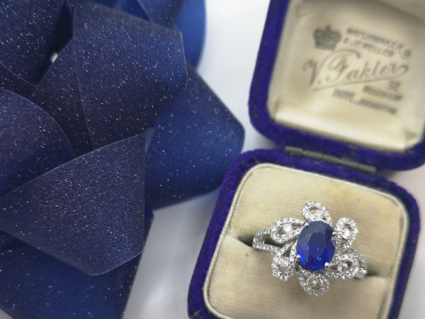 Sapphire and Diamond Dress Ring, Platinum