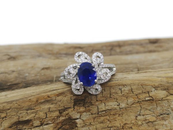 Sapphire and Diamond Dress Ring, Platinum