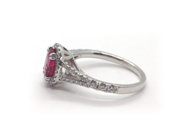 1.44ct Burma Ruby and Diamond Cluster Ring, 18ct Gold