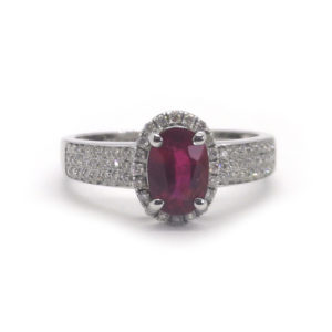 Burma Ruby and Diamond Engagement Ring, 18ct White Gold