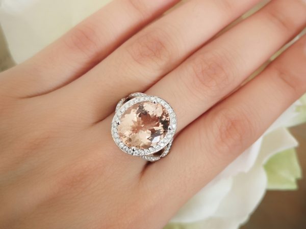 Brazilian Morganite and Diamond Dress Ring, 18ct White Gold
