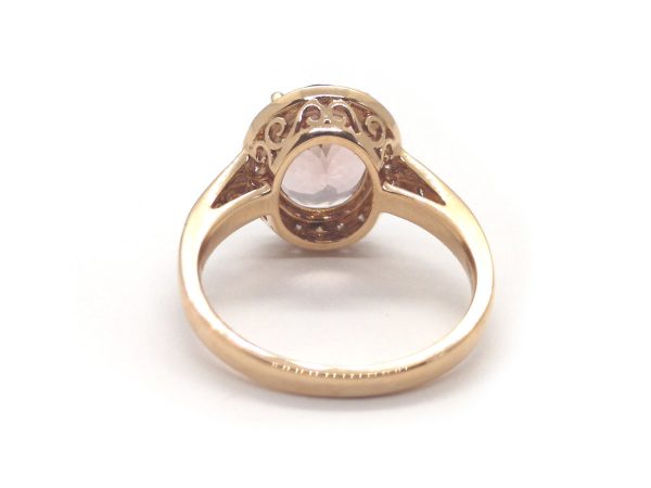 Morganite and Diamond Cluster Ring in 18ct Rose Gold