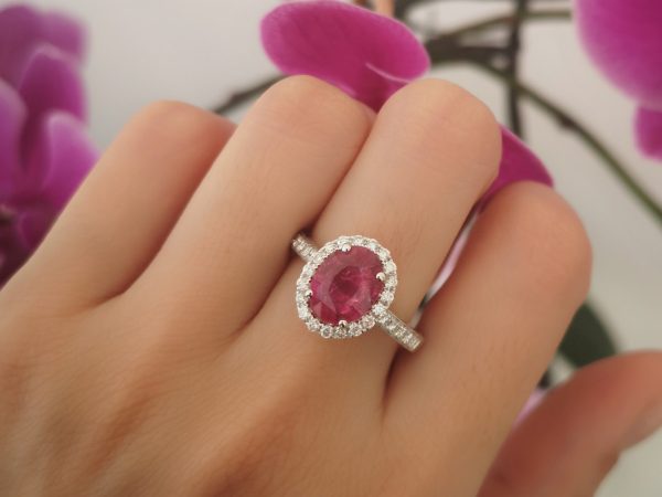2.62ct Ruby and Diamond Cluster Ring in 18ct White Gold