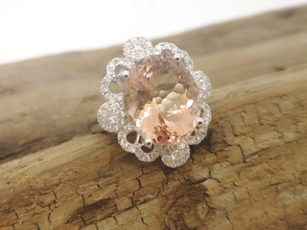 8.06ct Morganite and Diamond Dress Ring in 18ct White Gold
