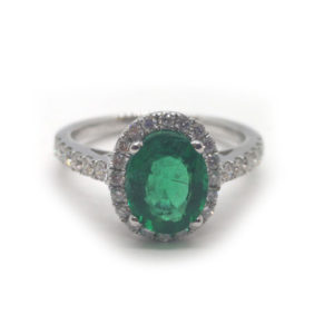 Zambian Emerald and Diamond Engagement Ring, 1.86ct