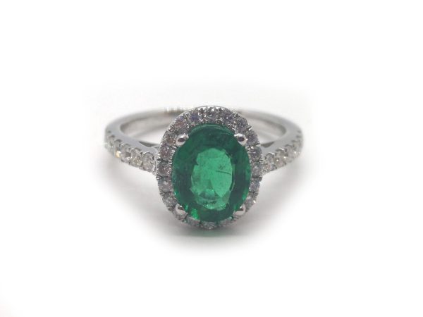 Zambian Emerald and Diamond Engagement Ring, 1.86ct