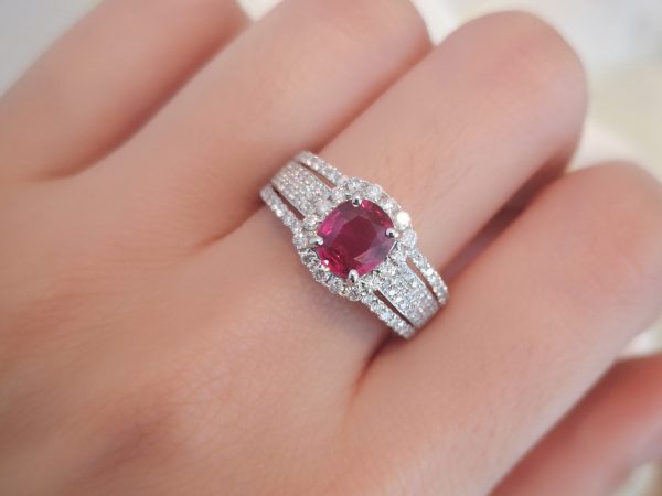 1.08ct Ruby and Diamond Cluster Ring in 18ct Gold