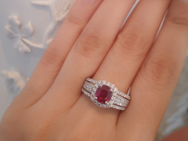 1.08ct Ruby and Diamond Cluster Ring in 18ct Gold