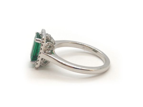 Emerald and Diamond Dress Ring, 18ct White Gold