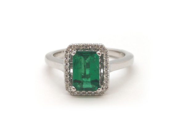 Emerald and Diamond Engagement Cluster Ring | 1 carat