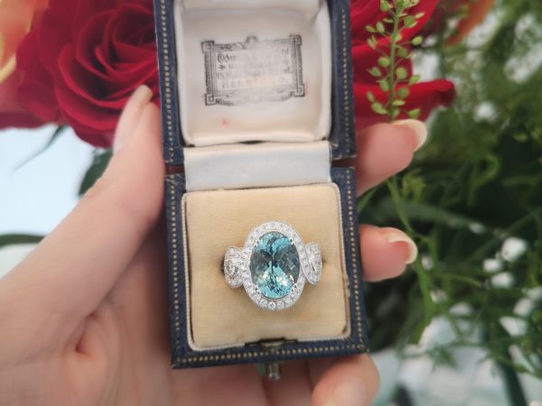 Fine Aquamarine and Diamond Ring, Platinum