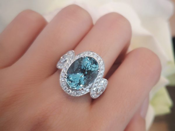 Fine Aquamarine and Diamond Ring, Platinum