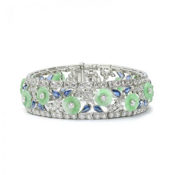 Jade Sapphire Diamond Platinum Bracelet