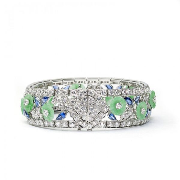 Jade Sapphire Diamond Platinum Bracelet