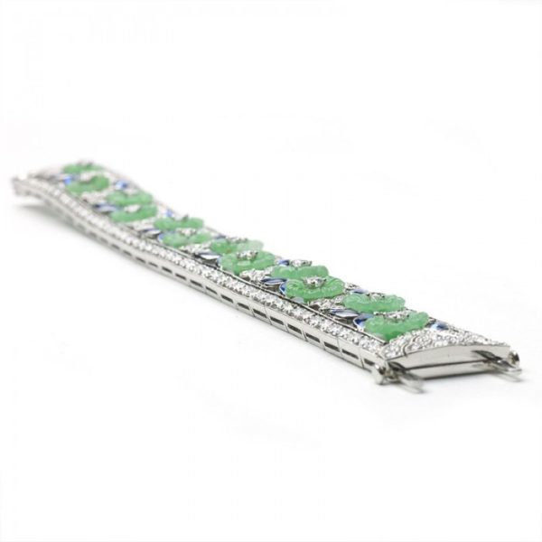 Jade Sapphire Diamond Platinum Bracelet