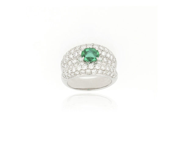 Fine Emerald and Diamond Dress Ring, 18ct White Gold