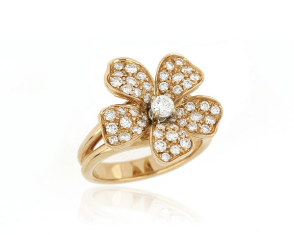 Diamond Set Flower Cluster Ring, 1.05ct, 18ct Gold