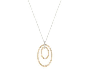 Diamond Set Double Drop Pendant Necklace, 18ct Gold