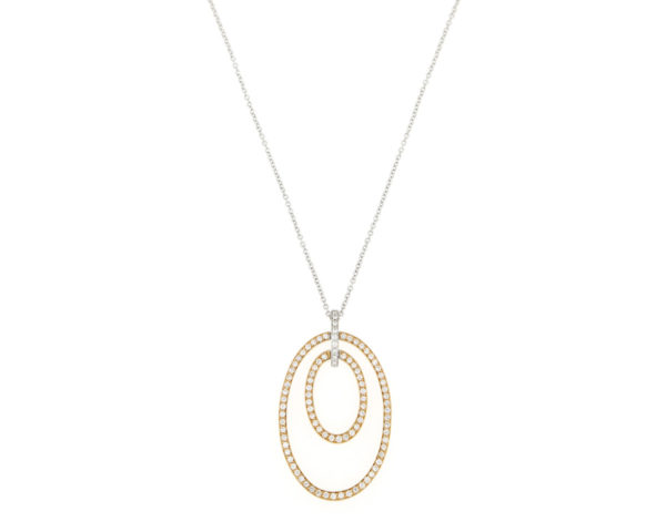 Diamond Set Double Drop Pendant Necklace, 18ct Gold