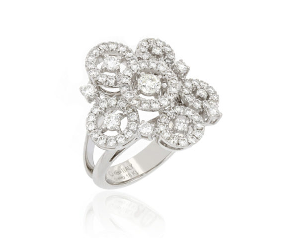 Diamond Set Circular Design Dress Ring, 18ct White Gold