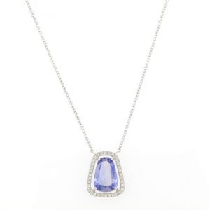 Sapphire and Diamond Cluster Pendant Necklace, 18ct White Gold
