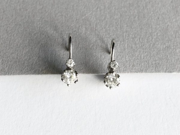 Vintage Brilliant Cut Diamond Drop Earrings