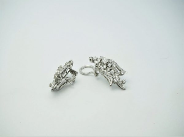 Vintage Diamond Floral Clip Earrings