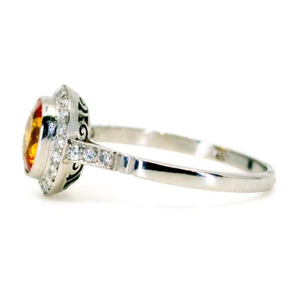 Vintage Yellow Sapphire & Diamond Platinum Ring