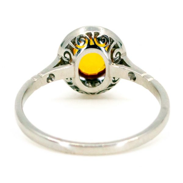 Vintage Yellow Sapphire & Diamond Platinum Ring