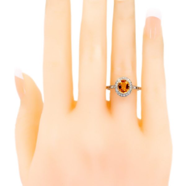 Vintage Yellow Sapphire & Diamond Platinum Ring