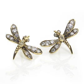 Diamond Set Dragonfly Earrings, 18ct Yellow Gold