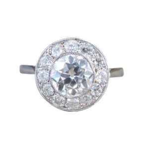 vintage diamond halo surround cluster ring engagement 1.50 carats