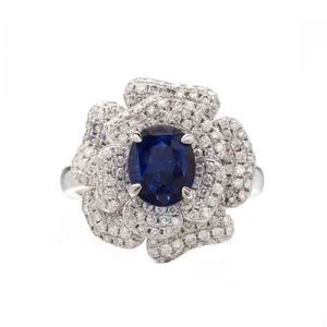 Sapphire and diamond flower ring