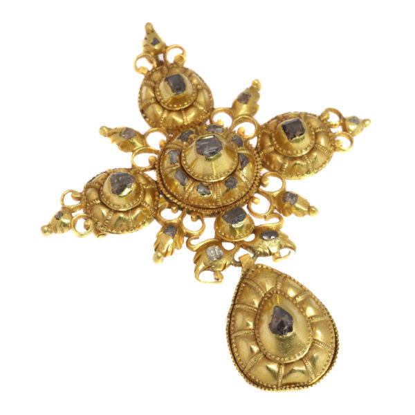 17th Century Gold and Rose Cut Diamond Cross