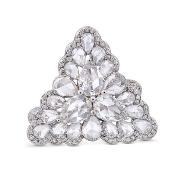 Pear-Shaped Rose-Cut Diamond Dress Ring, 2.31 carat total, 18ct white gold