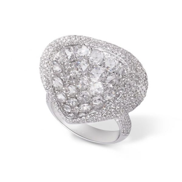 Rose Cut Diamond Cocktail Ring, 3.27 carat total, 18ct White Gold