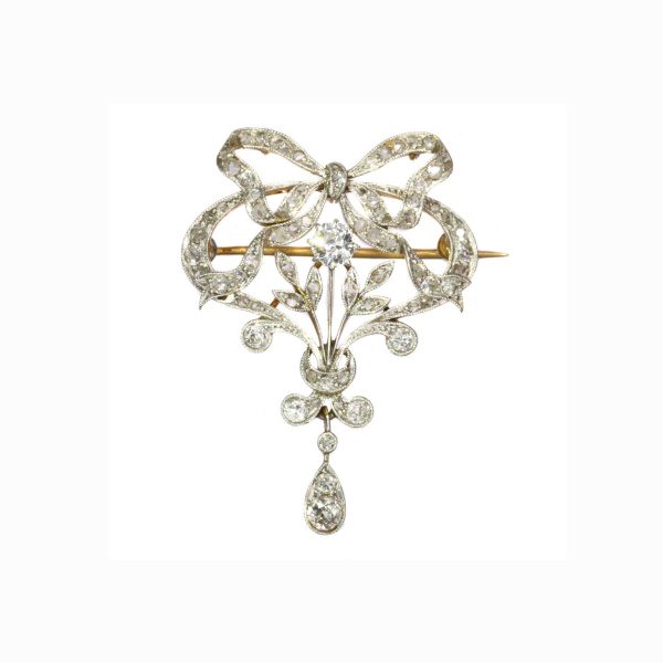 Belle Epoque Old Cut Diamond Brooch, 1.05cts, Platinum and 18ct Gold