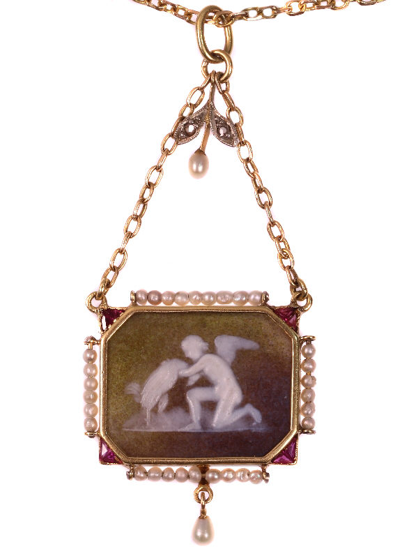 Antique Victorian Cameo Pendant on Gold Chain