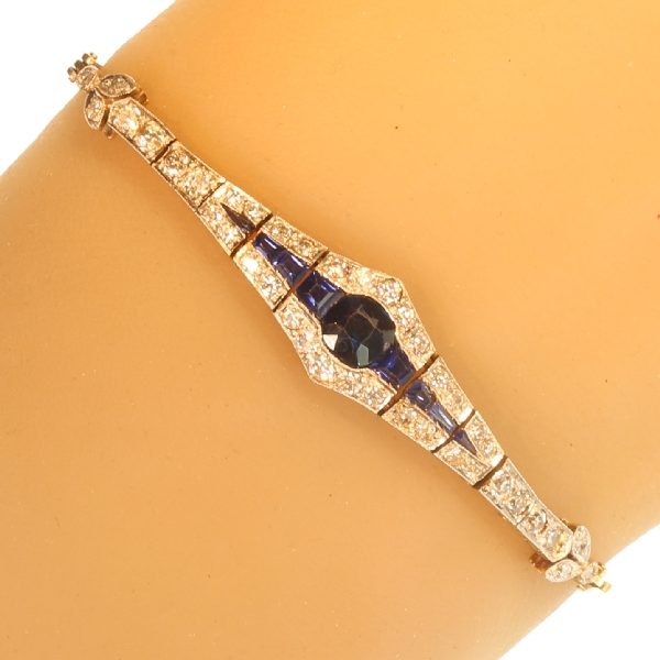 Antique Belle Epoque Sapphire and Diamond Bracelet in Gold and Platinum