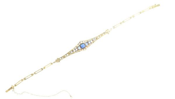 Antique Belle Epoque Sapphire and Diamond Bracelet in Gold and Platinum