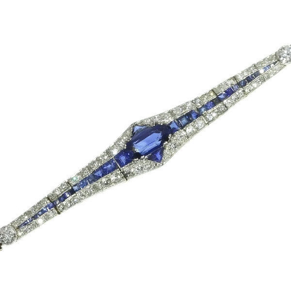 Fine Antique Art Deco Dutch Sapphire and Diamond Bracelet