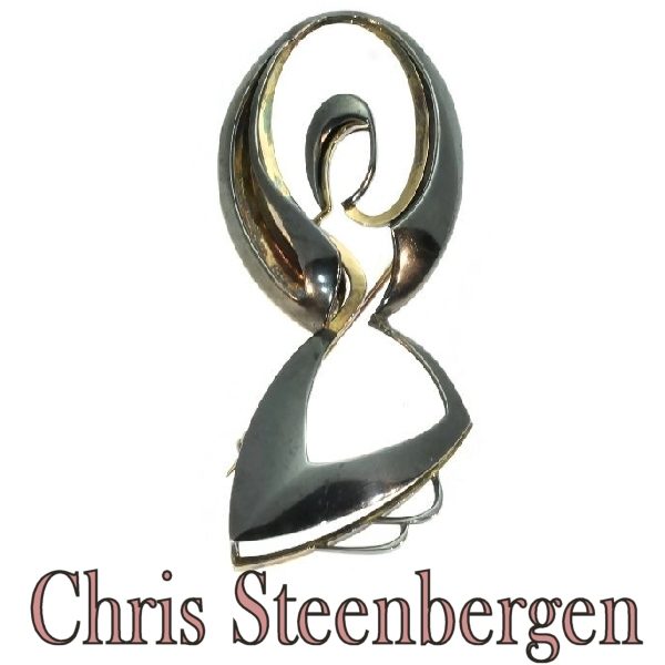 Vintage Chris Steenbergen Gold and Silver Brooch 'The Rope Jumper'